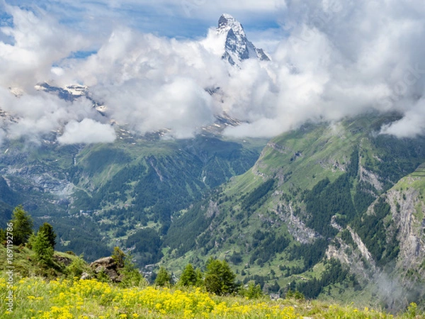Obraz View of Cervino from Tufteren hamlet near Zermatt, Switzerland