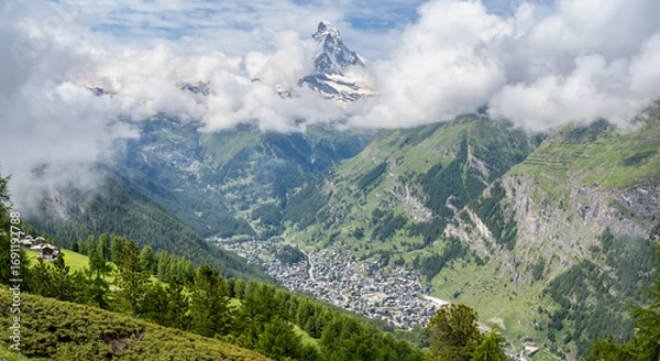 Obraz View of Cervino from Tufteren hamlet near Zermatt, Switzerland
