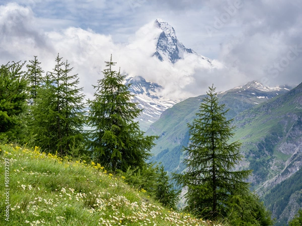 Obraz View of Cervino from Tufteren hamlet near Zermatt, Switzerland