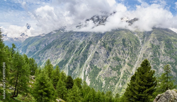 Obraz View of Cervino from Tufteren hamlet near Zermatt, Switzerland