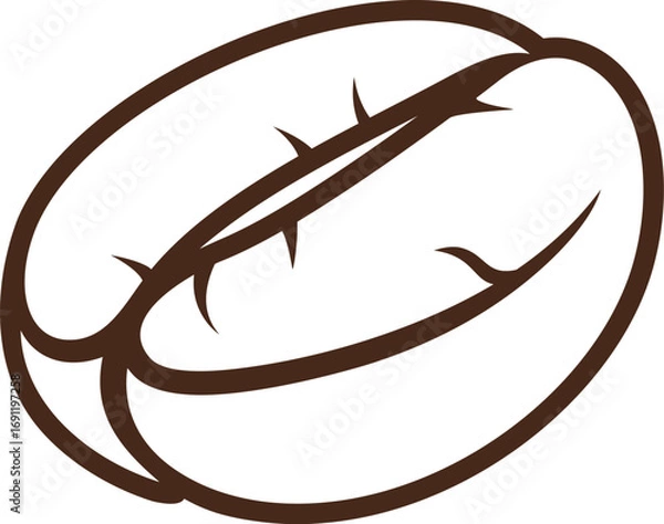 Fototapeta Coffee bean , outline. Isolated coffe bean on white background