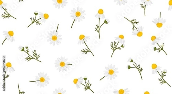 Fototapeta White Daisy Flower Pattern Background.