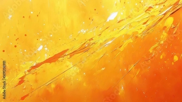 Obraz Vibrant Abstract Expressionism Painting with Splashes of Orange Yellow and White