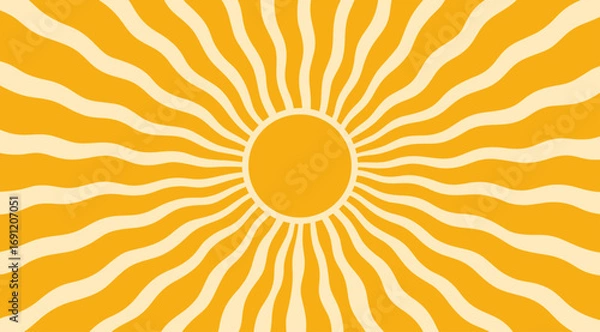 Fototapeta Sun burst pattern background ray sunshine. Retro summer sun wave vector geometric texture beam