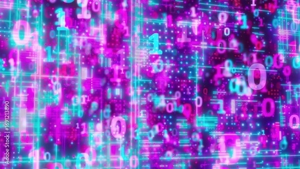 Fototapeta Abstract technology backdrop with binary code. Computer generated 3d render