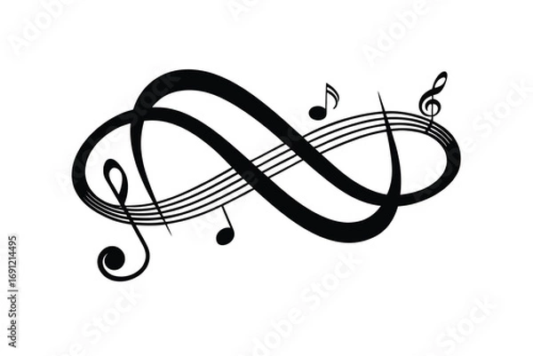 Obraz Musical Notes Forming an Infinity Loop Vector Illustration