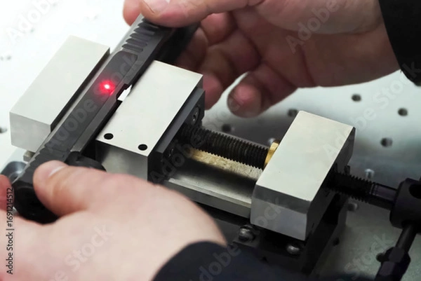Fototapeta Laser measurement of pistol part accuracy quality control of parts