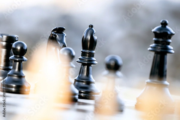 Fototapeta chess pieces on a chessboard