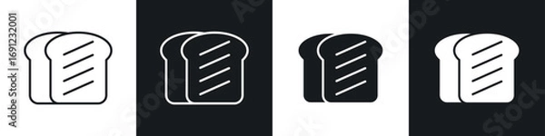 Obraz White bread icons in solid and stroke graphics