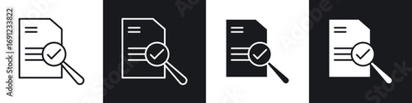 Obraz Document verification icons in solid and stroke graphics