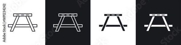 Obraz Camping table icons in solid and stroke graphics