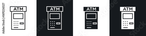 Obraz ATM icons in solid and stroke graphics