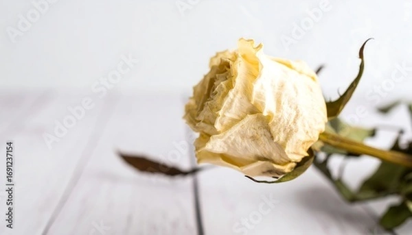 Obraz Pale yellow rose, withered