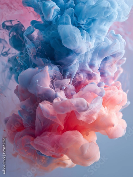 Fototapeta Abstract background in soft pastel tones with pink and light blue ink for design and text