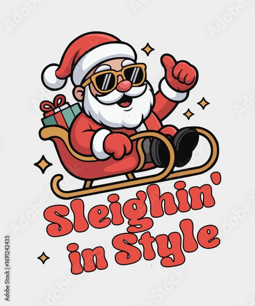 Obraz Santa Claus in a sleigh, cool and festive, ready for Christmas.