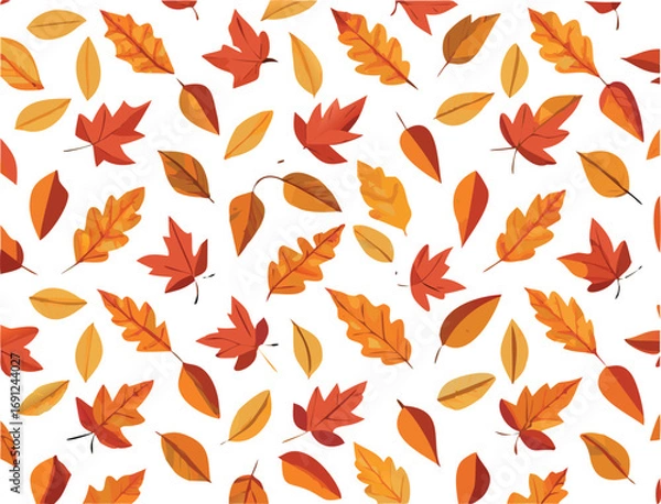 Obraz Seamless Repeating Pattern of Autumn Leaves in Warm Colors Design