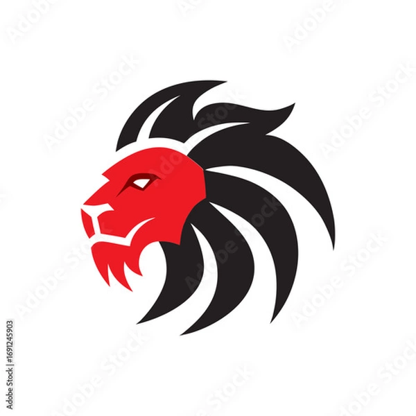 Obraz depicting a stylized lion head logo icon