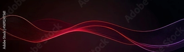Fototapeta Abstract design featuring flowing, vibrant red and purple lines on a dark background.