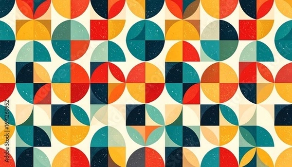 Fototapeta Geometric pattern with vibrant colors and textured shapes