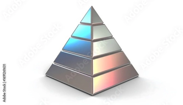 Fototapeta Geometric pyramid with iridescent layers