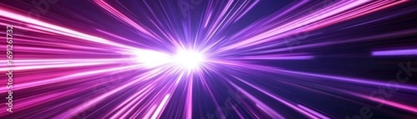 Fototapeta A vibrant, radiant burst of motion emanating from a central point, featuring dynamic lines of fuchsia and violet.