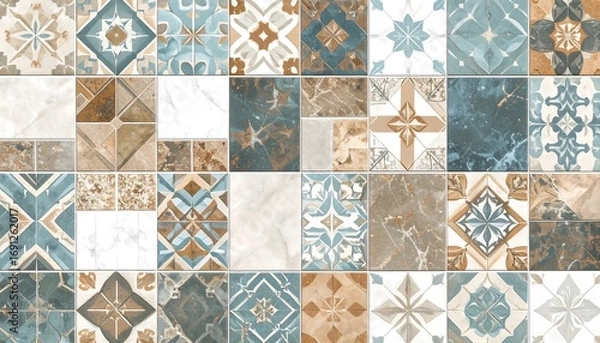 Fototapeta Geometric patterned tile design