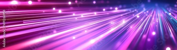 Fototapeta A vibrant display of luminous streaks and shimmering particles, creating a dynamic and energetic visual composition in a spectrum of purple and pink hues.