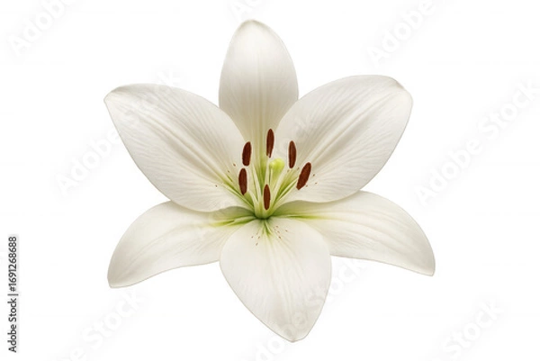 Obraz Close-up of a blooming white madonna lily flower with a transparent background, perfect for design projects