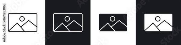 Obraz Image icons in flat and thin stroke style