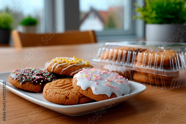Obraz Small business preparing organic sugar-free cookies for cookie day