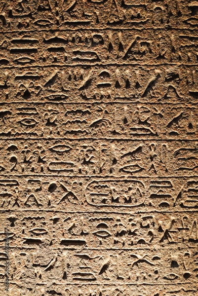 Obraz Egyptian hieroglyphs stone background. Egyptian hieroglyphics stone background in Egypt