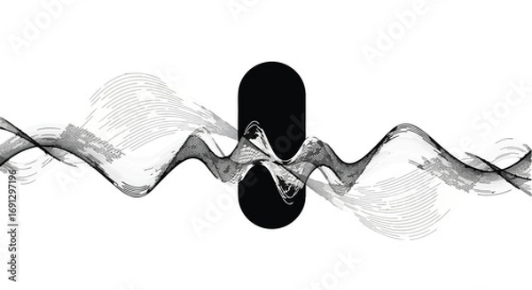 Fototapeta Abstract sound wave visualization with artistic brushstroke elements