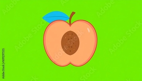 Obraz Peach half graphic on green background