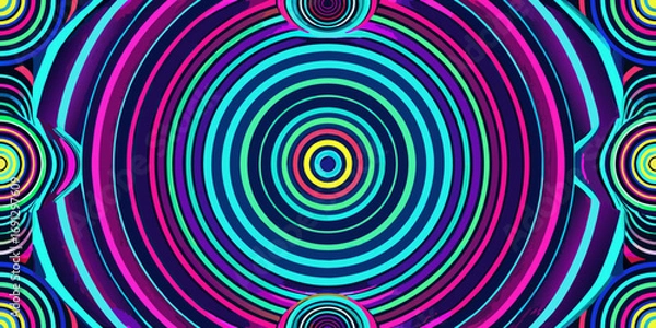 Fototapeta Abstract concentric circles pattern with vibrant colors creating a mesmerizing and dynamic visual effect