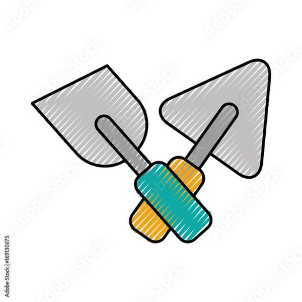 Fototapeta cross spatulas of construction icon vector illustration design