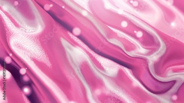 Fototapeta Pink Satin Fabric Background with Soft Light and Bokeh Effect