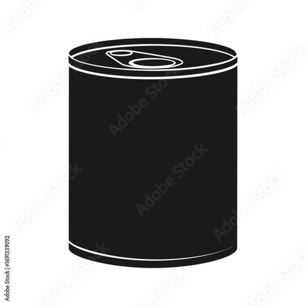 Obraz A black tin can of canned food with a ring pull top silhouette vector