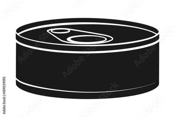 Obraz A black tin can of canned tuna or pet food with a ring pull top silhouette vector