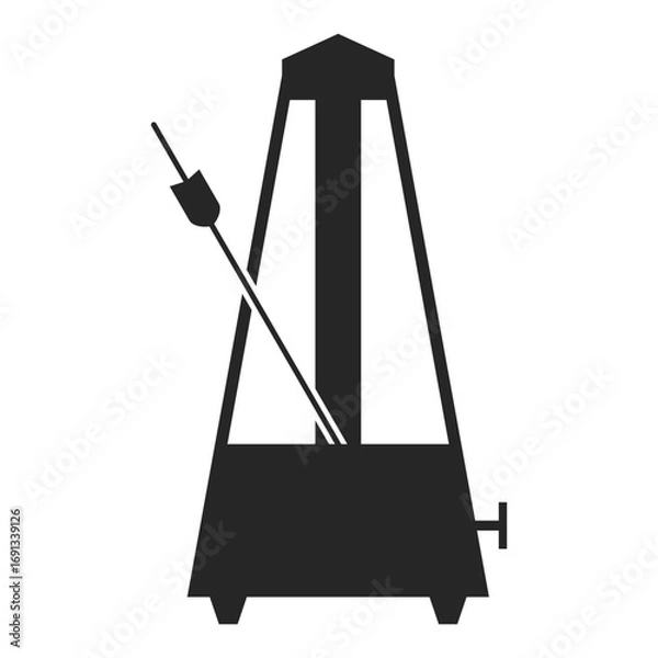 Obraz Classic black mechanical metronome for accurate timing and tempo silhouette vector