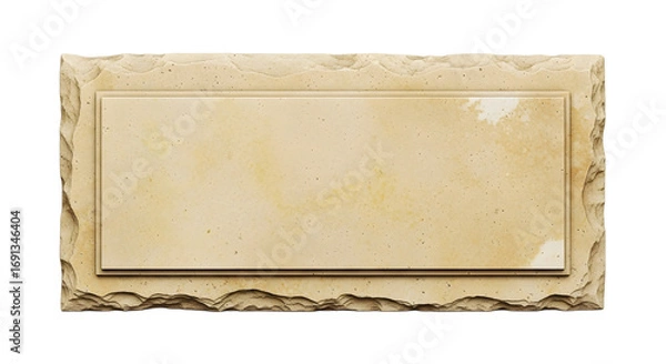 Fototapeta A rectangular stone plaque with a slightly raised inner panel, isolated on transparent background