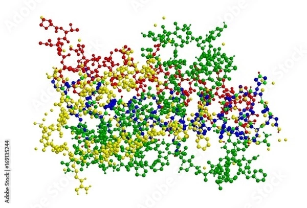 Fototapeta Molecular structure of Growth hormone (somatotropin), 3D rendering