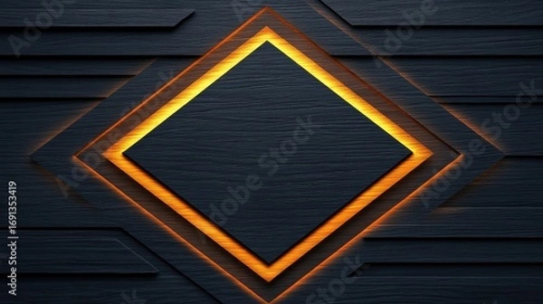 Fototapeta Abstract Dark Background With Glowing Diamond Shape