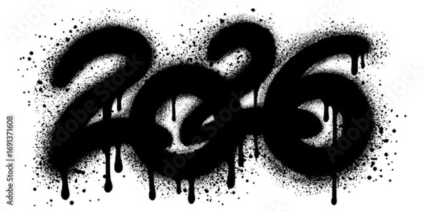Fototapeta 2026 new year graffiti in spray paint style.