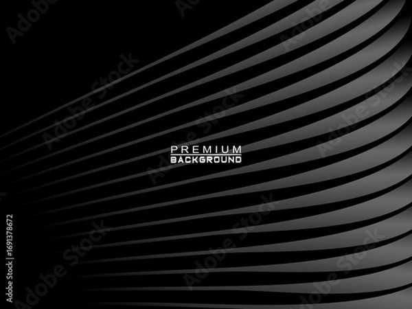 Fototapeta Abstract futuristic dark black background with wave design. Realistic 3d wallpaper with luxurious flowing lines. Perfect background for posters, websites, brochures, banners, applications, etc.