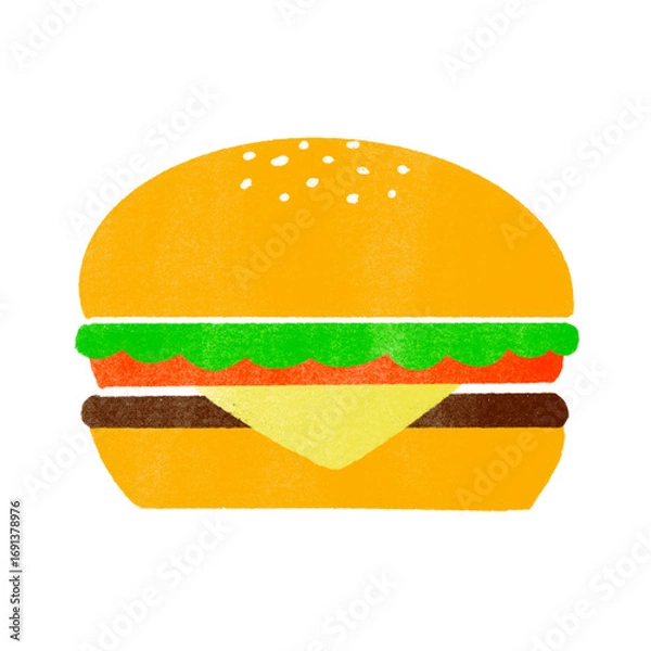 Fototapeta スタンプ風のハンバーガーのイラスト