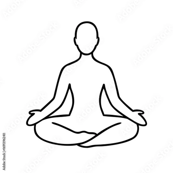 Fototapeta Line art of yoga single icon vector