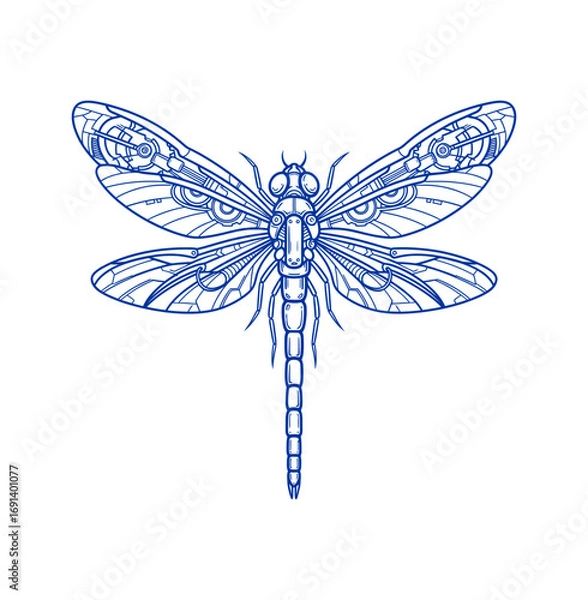 Obraz Intricate robotic dragonfly design with mechanical wing details