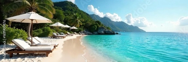 Obraz Indulge in the opulence of a luxurious holiday escape Imagine pristine beaches, crystal-clear waters, and lavish accommodations Pure relaxation awaits , unwind, calm