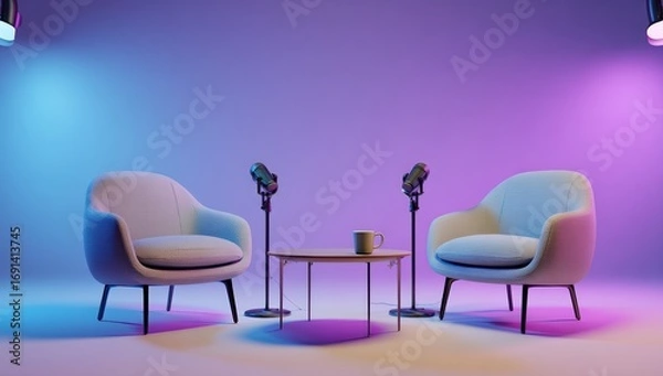 Obraz Empty podcast studio set