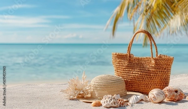 Obraz Beach accessories on sandy shore (4)